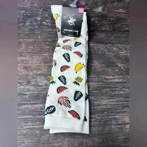 Beverly Hills Polo Club White Fruit Covered Dress Socks Mens and